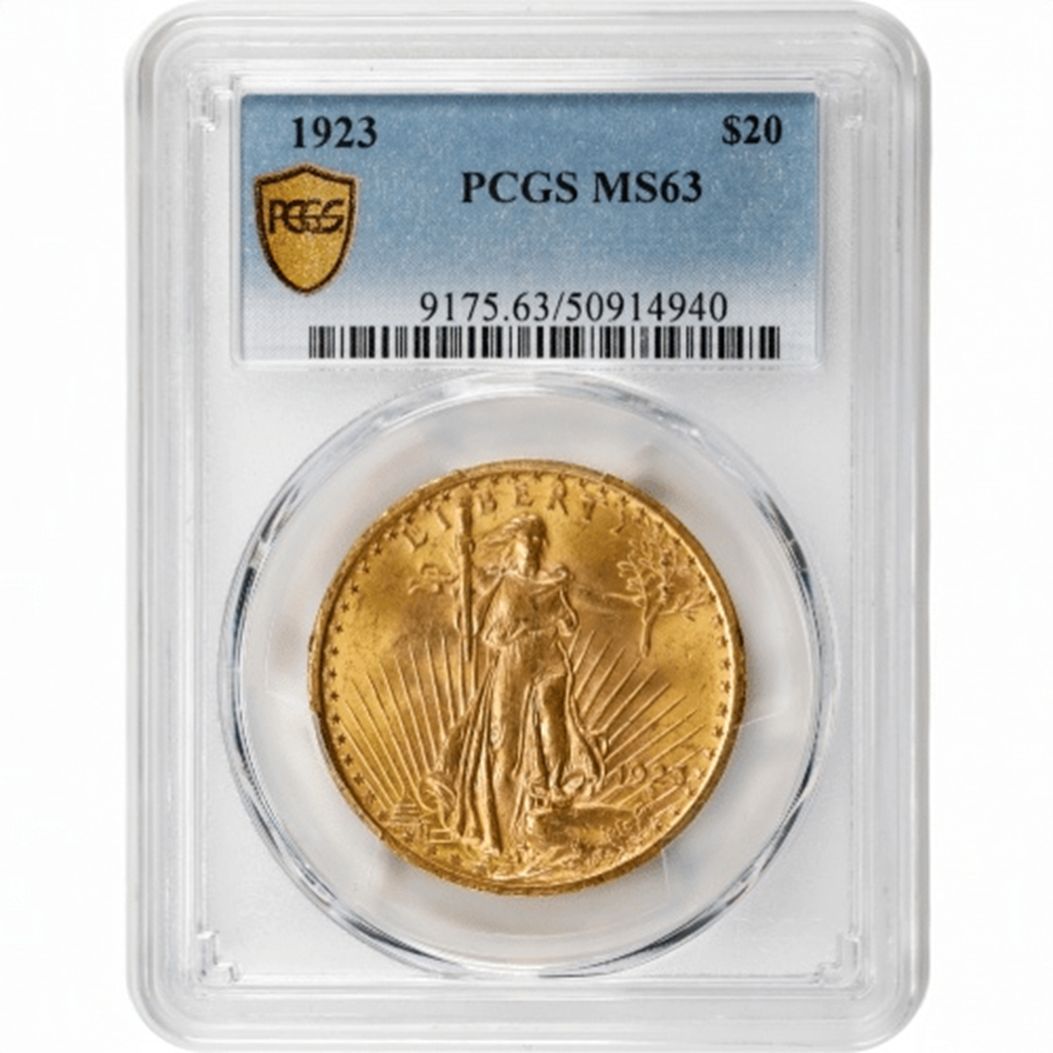 1923 $20 Saint-Gaudens Gold Double Eagle (PCGS MS63)