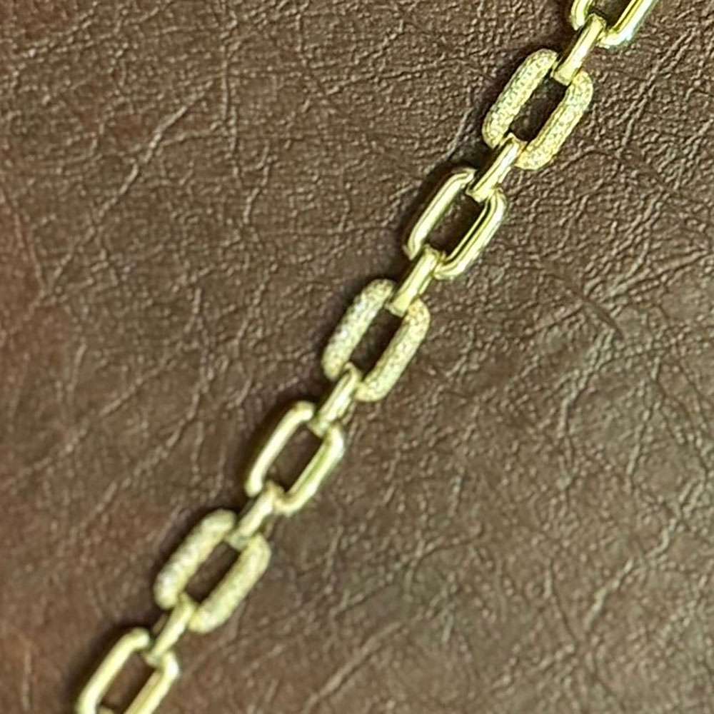 Modern Gold Link and Diamond Accent Bracelet