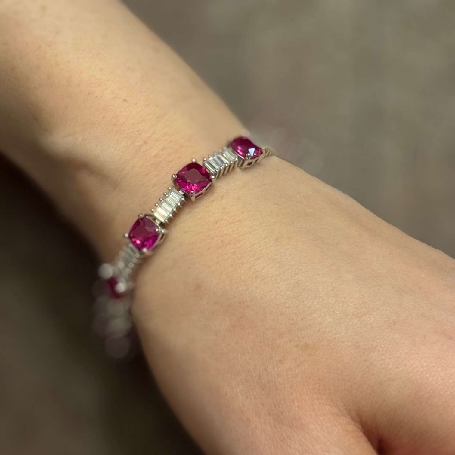 Ruby & Baguette Crystal Tennis Bracelet