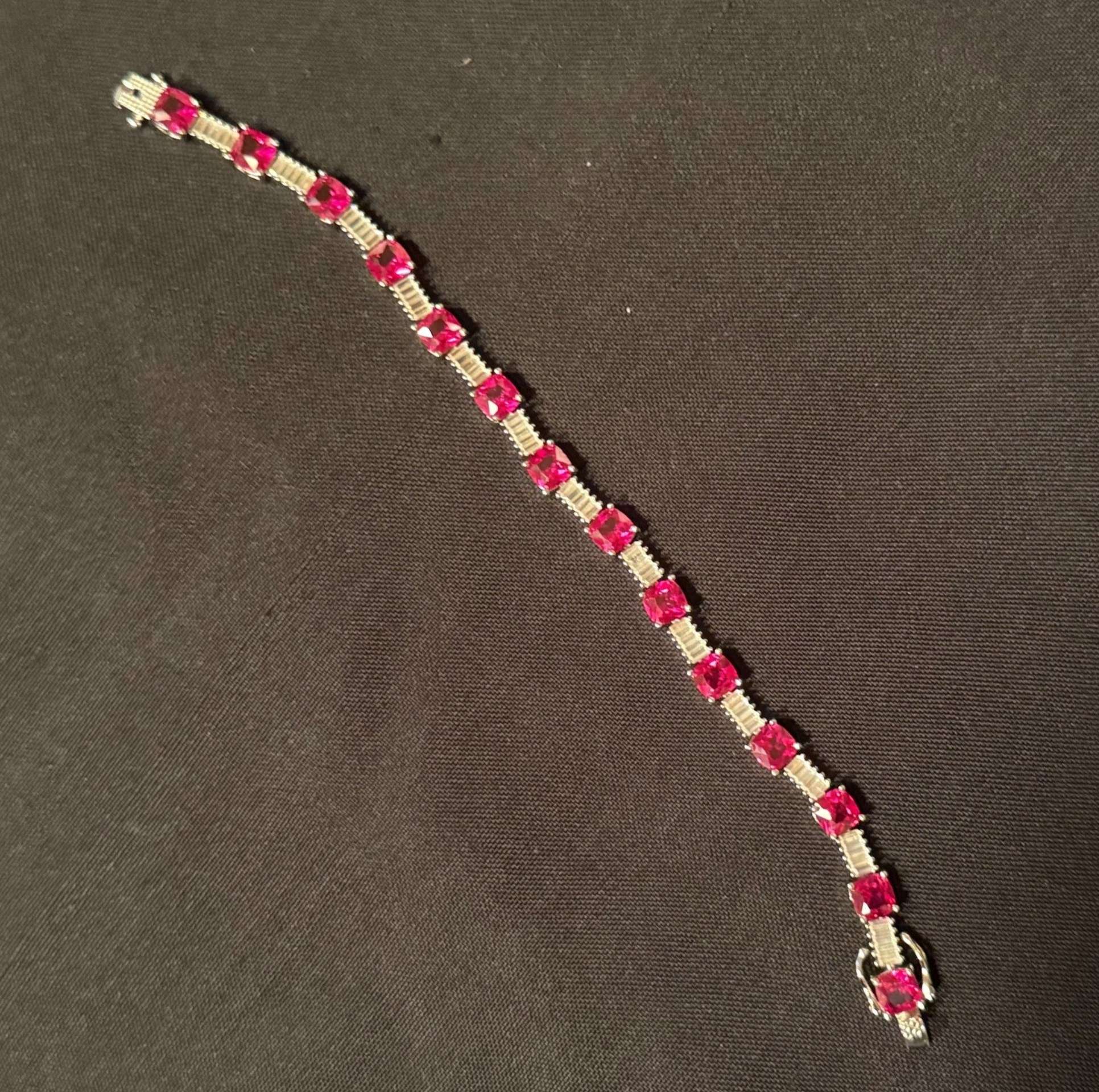 Ruby & Baguette Crystal Tennis Bracelet