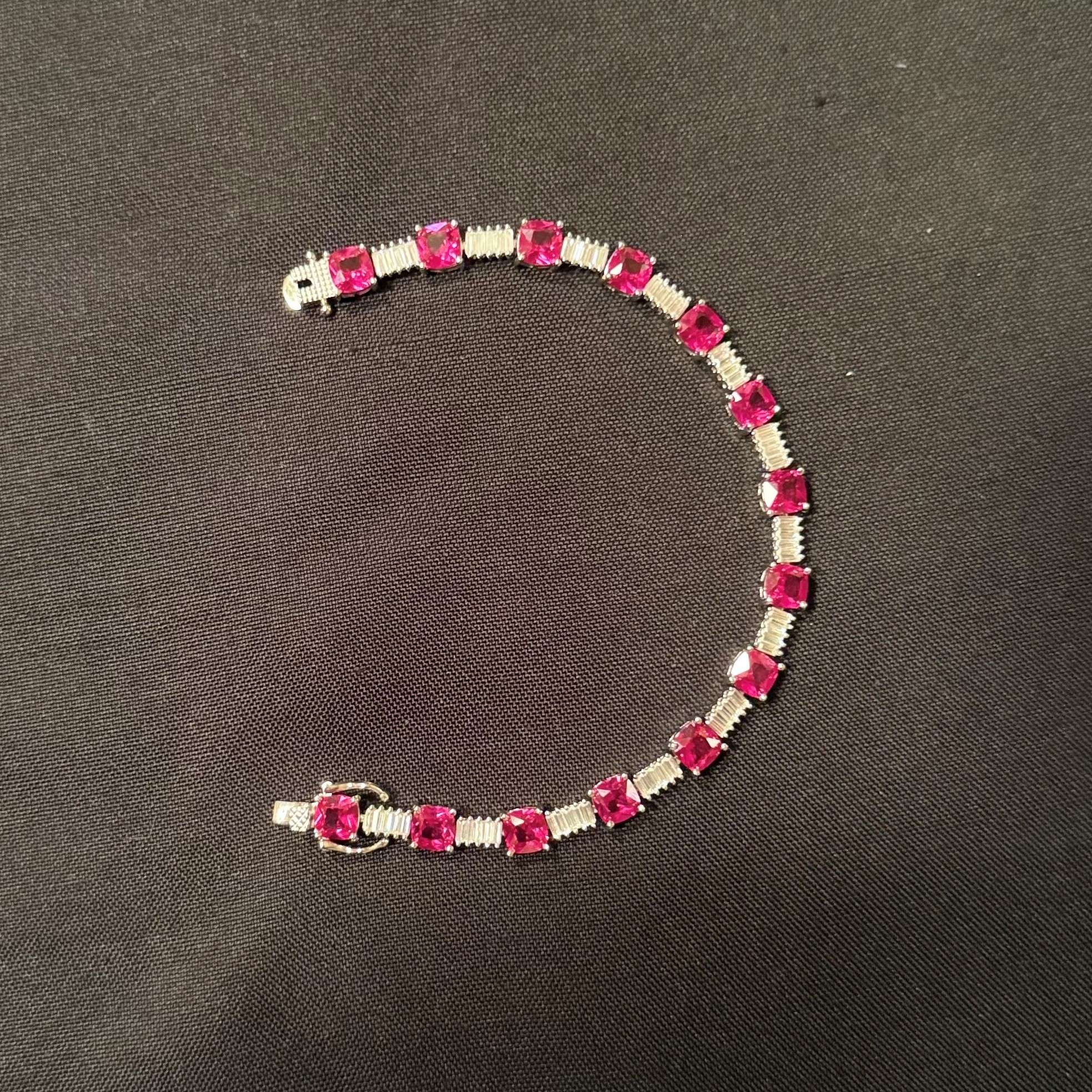 Ruby & Baguette Crystal Tennis Bracelet