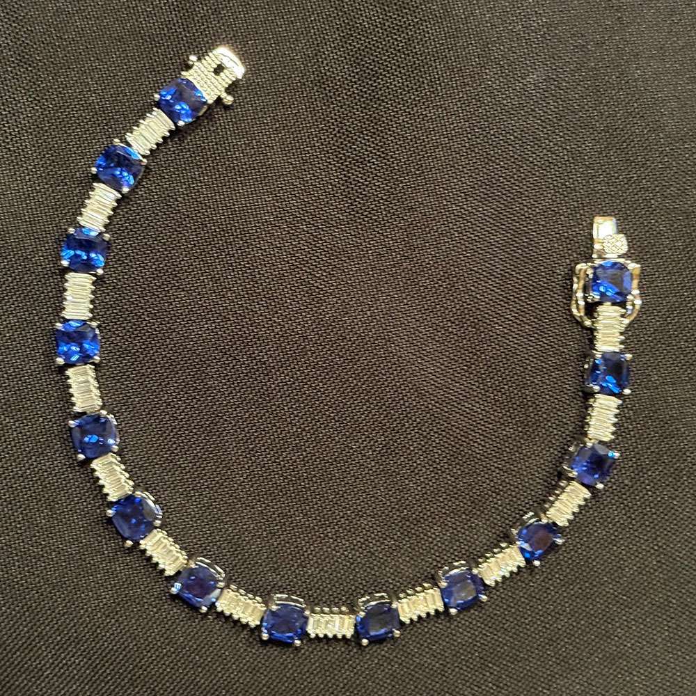 Sapphire & Baguette Crystal Tennis Bracelet
