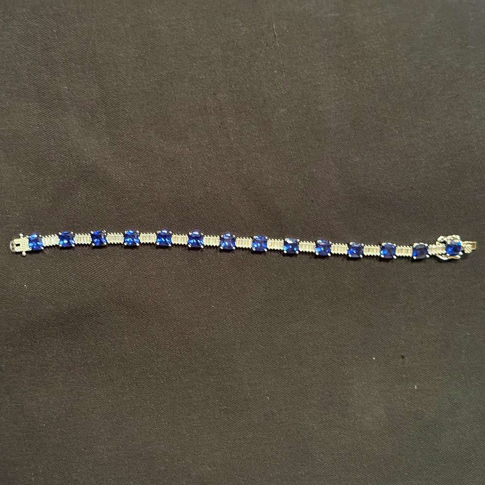 Sapphire & Baguette Crystal Tennis Bracelet