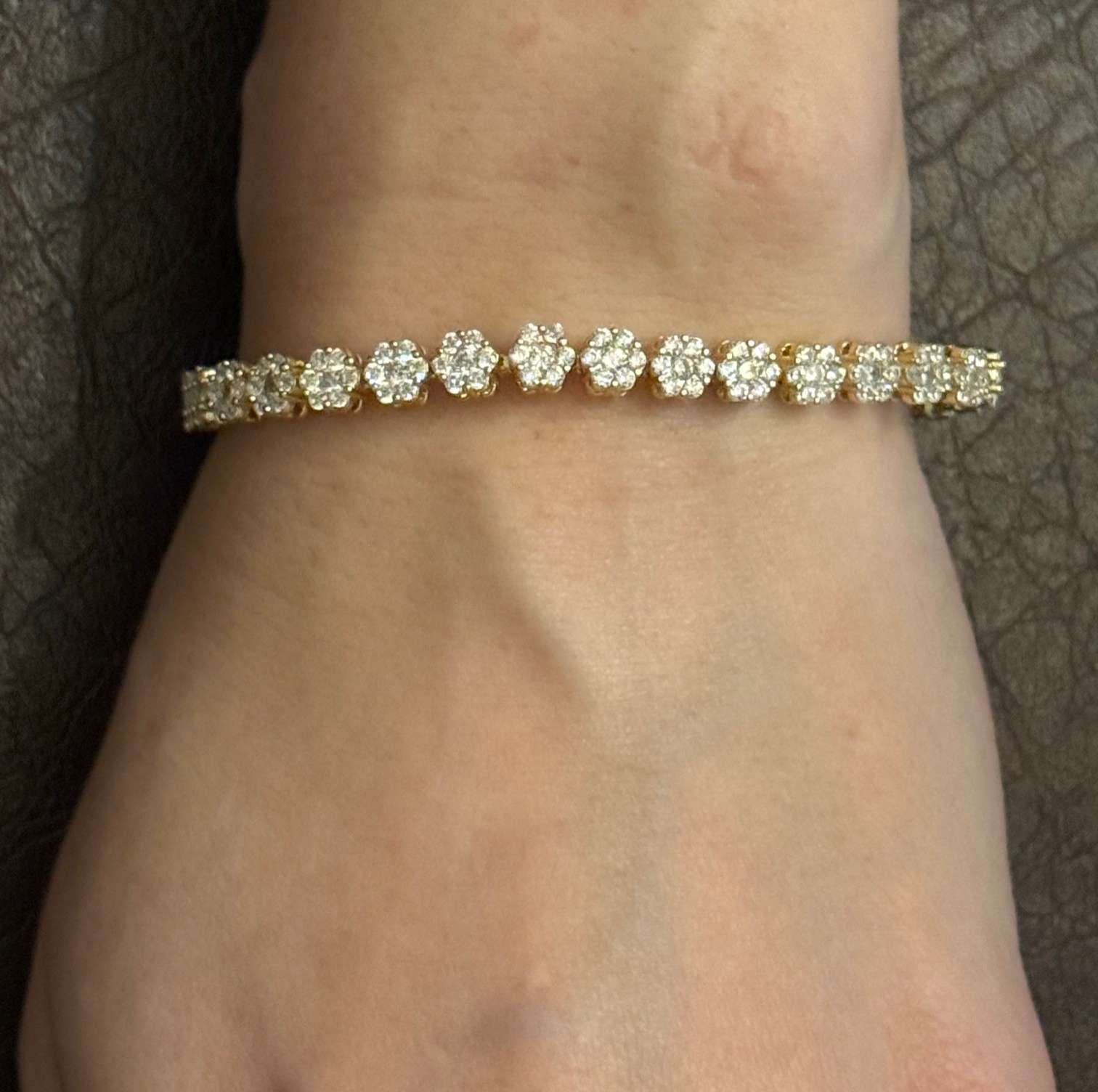 Elegant Diamond Cluster Tennis Bracelet in Yellow Gold