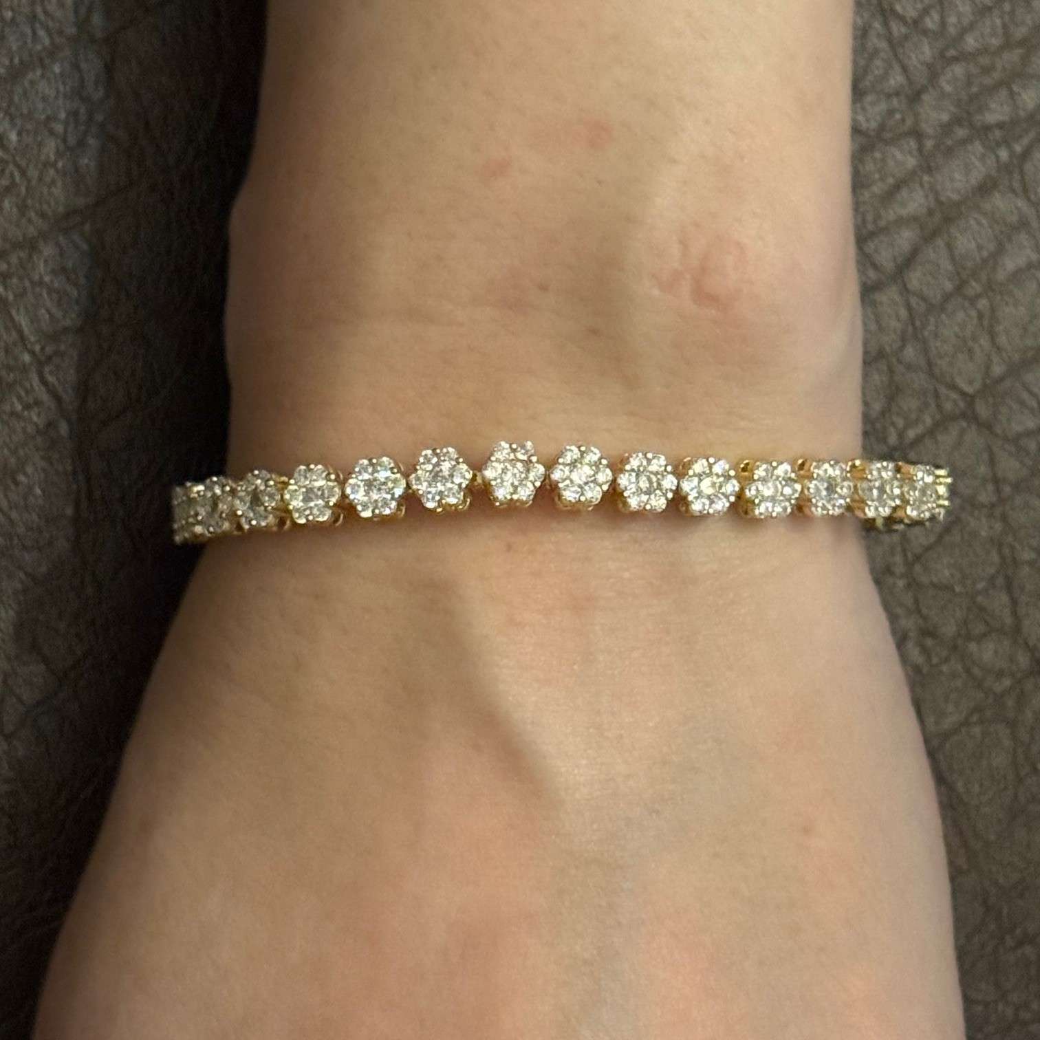 Elegant Diamond Cluster Tennis Bracelet in Yellow Gold