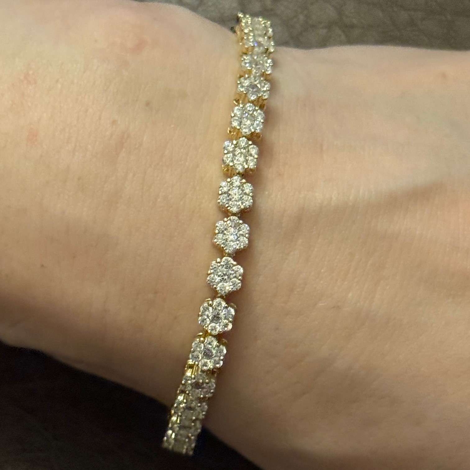 Elegant Diamond Cluster Tennis Bracelet in Yellow Gold